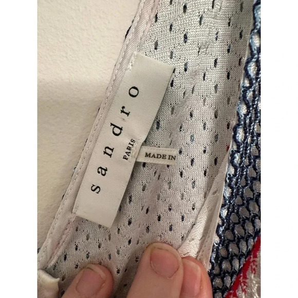 Sandro a-line v-neck striped knee-length dress. Size EU 1. US small - Picture 8 of 10